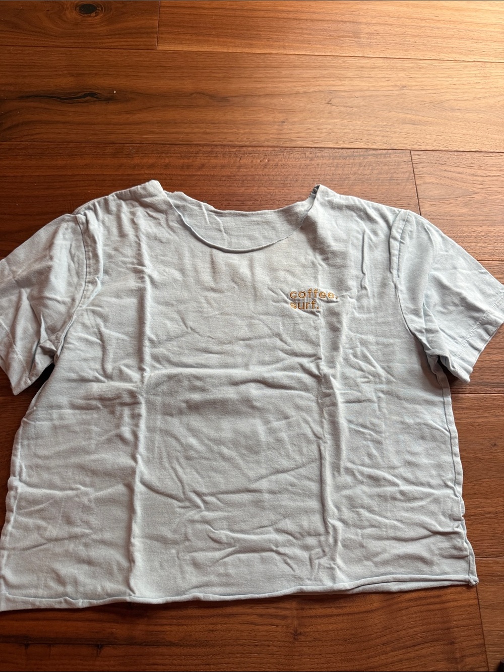 Light Blue Short-Sleeve Crewneck Tee with Small Embroidered Logo